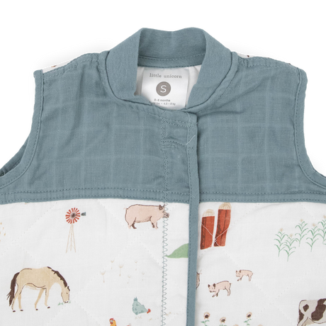 Cotton Muslin Quilted Sleep Bag - Farmyard - HoneyBug 