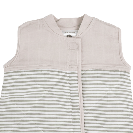 Cotton Muslin Quilted Sleep Bag - Grey Stripe - HoneyBug 
