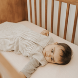 Cotton Muslin Quilted Sleep Bag - Grey Stripe - HoneyBug 