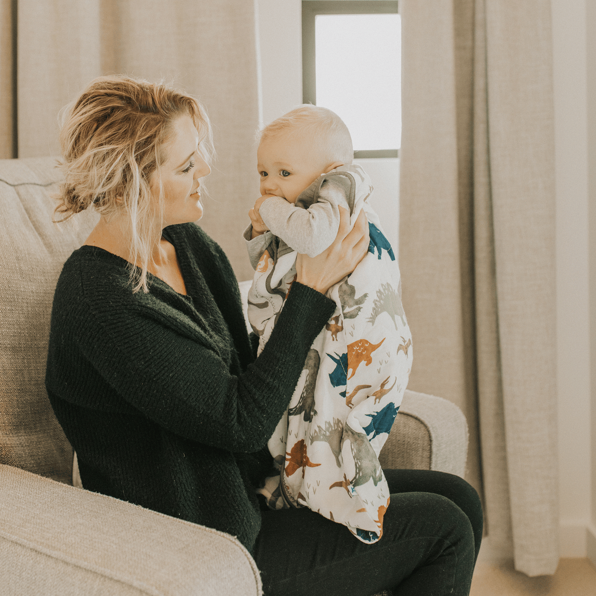 Cotton Muslin Quilted Sleep Bag - Dino Friends - HoneyBug 