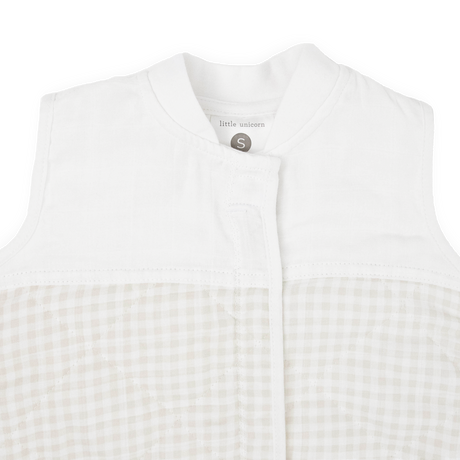 Cotton Muslin Quilted Sleep Bag - Tan Gingham - HoneyBug 
