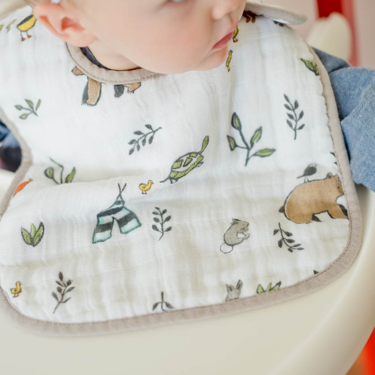 Cotton Muslin Classic Bib 3 Pack - Forest Friends - HoneyBug 