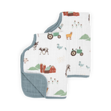 Cotton Muslin Burp Cloth 2 Pack - Farmyard - HoneyBug 