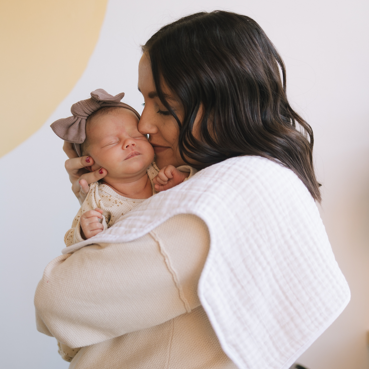 Cotton Muslin Burp Cloth 2 Pack - Tan Gingham - HoneyBug 