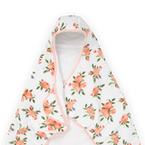 Toddler Hooded Towel - Watercolor Roses - HoneyBug 