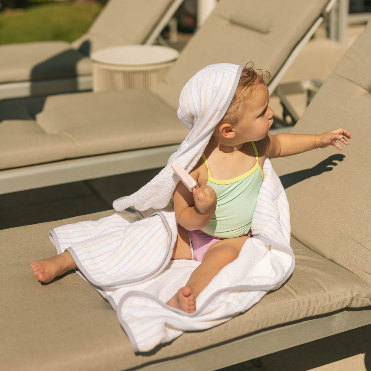 Toddler Hooded Towel - Unicorn Stripe - HoneyBug 