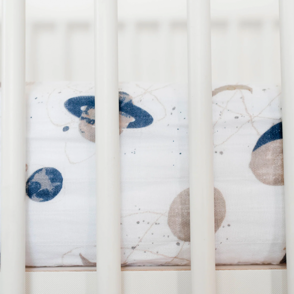 Cotton Muslin Crib Sheet - Planetary - HoneyBug 