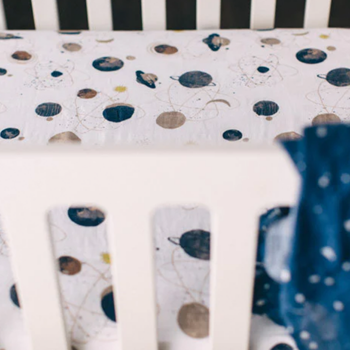 Cotton Muslin Crib Sheet - Planetary - HoneyBug 