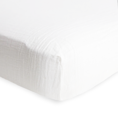 Cotton Muslin Crib Sheet - White - HoneyBug 