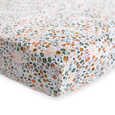 Cotton Muslin Crib Sheet - Pressed Petals - HoneyBug 