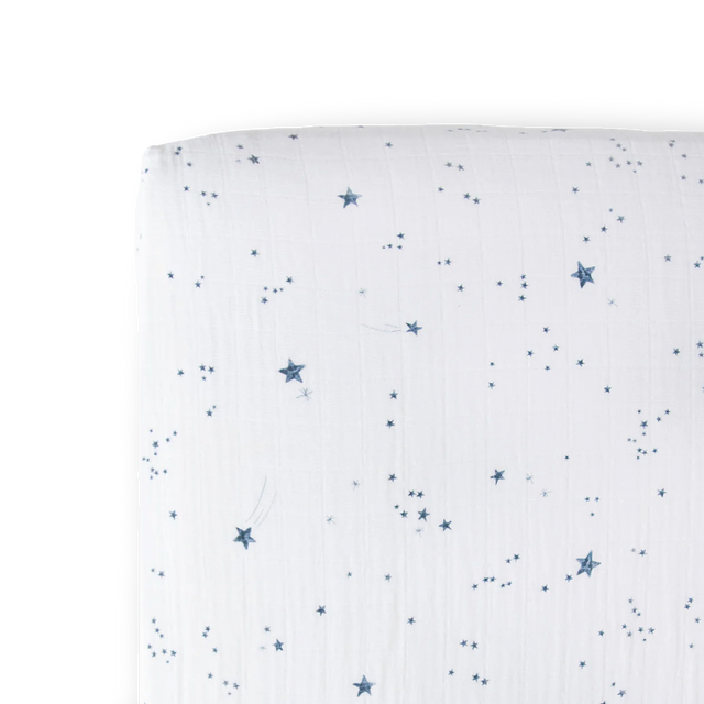 Cotton Muslin Crib Sheet - Shooting Stars - HoneyBug 