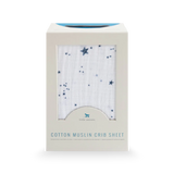 Cotton Muslin Crib Sheet - Shooting Stars - HoneyBug 