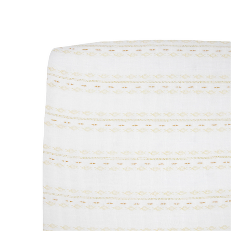 Cotton Muslin Crib Sheet - Gold Diamond-Stripe - HoneyBug 