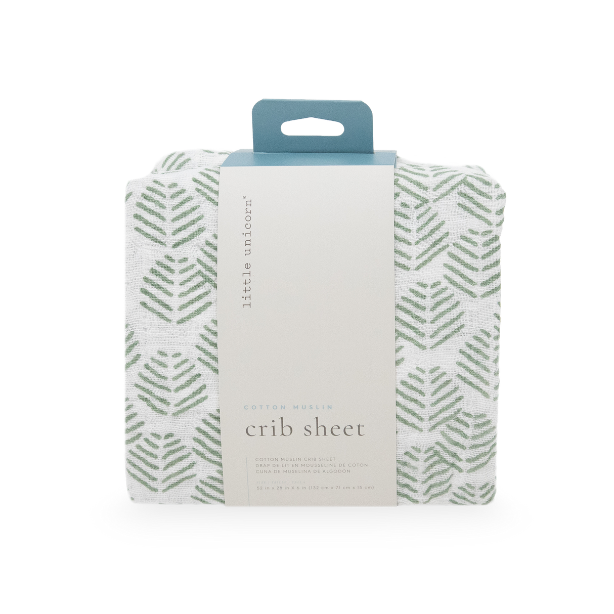 Cotton Muslin Crib Sheet - Leaf Motif - HoneyBug 