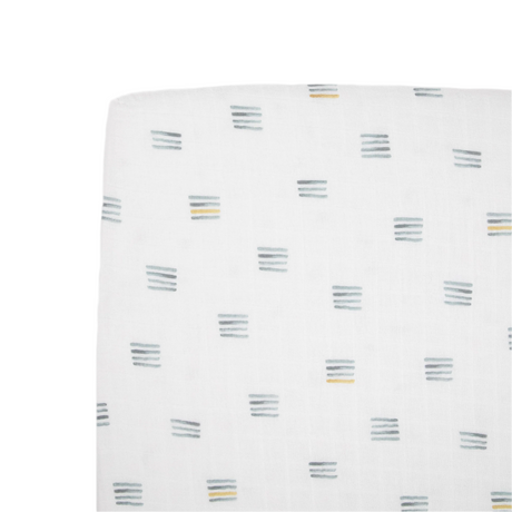 Cotton Muslin Crib Sheet - Blue Stacks - HoneyBug 