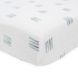 Cotton Muslin Crib Sheet - Blue Stacks - HoneyBug 