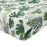 Cotton Muslin Changing Pad Cover - Tropical Leaf - HoneyBug 