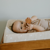 Cotton Muslin Changing Pad Cover - Taupe Cross - HoneyBug 