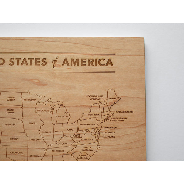 Wooden Map of the United States of America - HoneyBug 