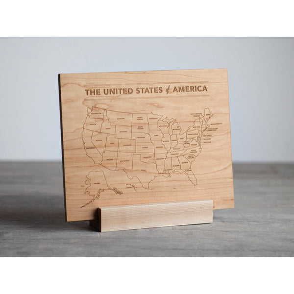Wooden Map of the United States of America - HoneyBug 