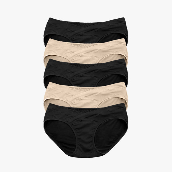 Under-the-Bump Bikini Underwear (5-Pack) | Low Rise Style - Neutrals - HoneyBug 