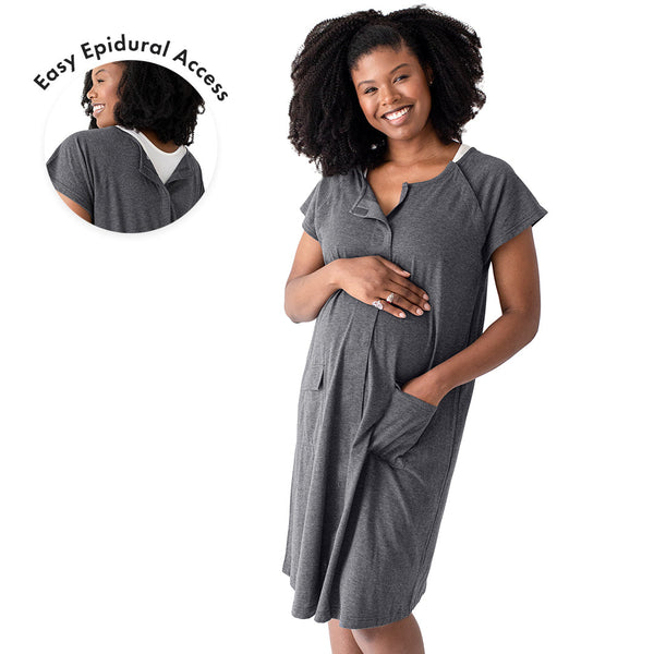 Universal Labor & Delivery Gown | Grey Heather - HoneyBug 