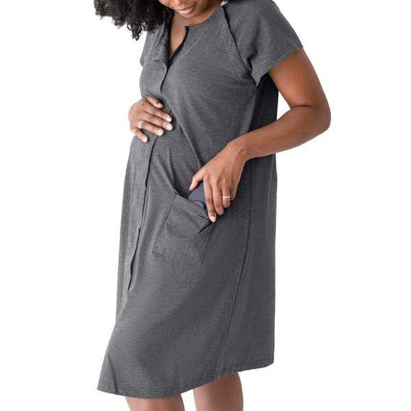Universal Labor & Delivery Gown | Grey Heather - HoneyBug 