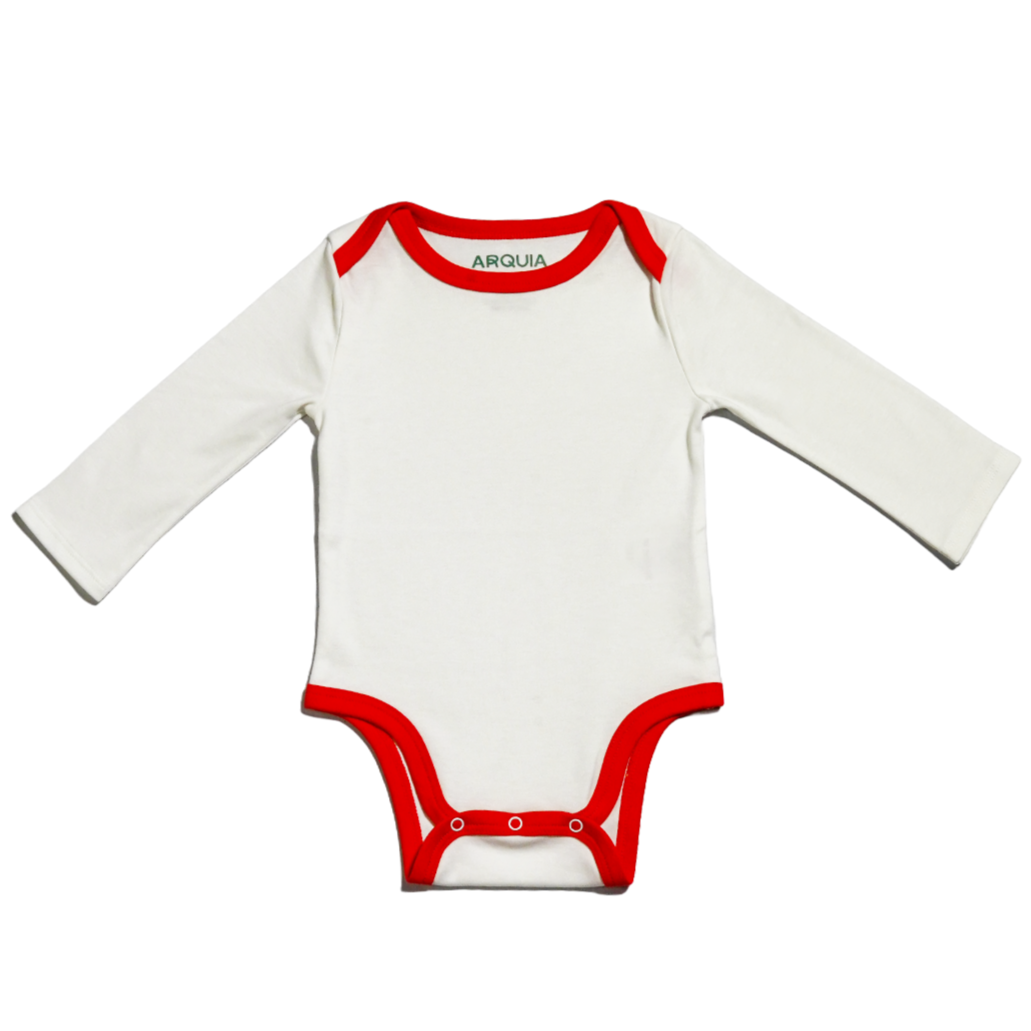 100% Peruvian Pima Cotton White with Engine Red Long Sleeve Snap Bodysuit - HoneyBug 