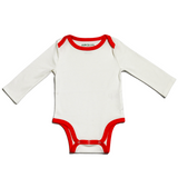 100% Peruvian Pima Cotton White with Engine Red Long Sleeve Snap Bodysuit - HoneyBug 