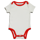 100% Peruvian Pima Cotton White with Engine Red Short Sleeve Snap Bodysuit - HoneyBug 