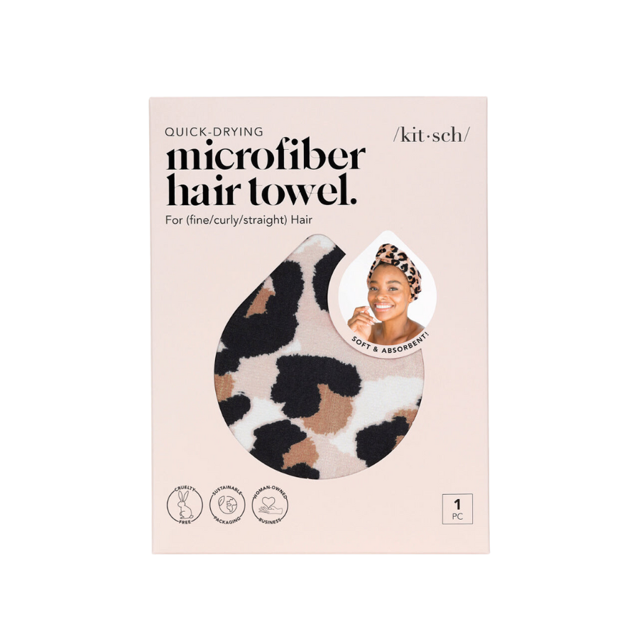 Microfiber Hair Towel in Leopard by KITSCH - HoneyBug 