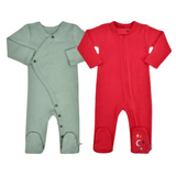 2 pc.  footie set | Red and Green - HoneyBug 