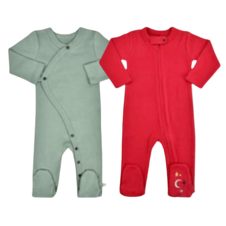 2 pc.  footie set | Red and Green - HoneyBug 