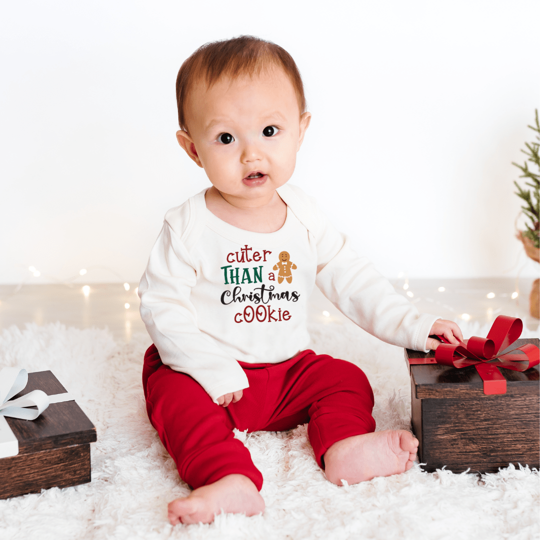 long sleeve graphic bodysuit | christmas cookie - HoneyBug 