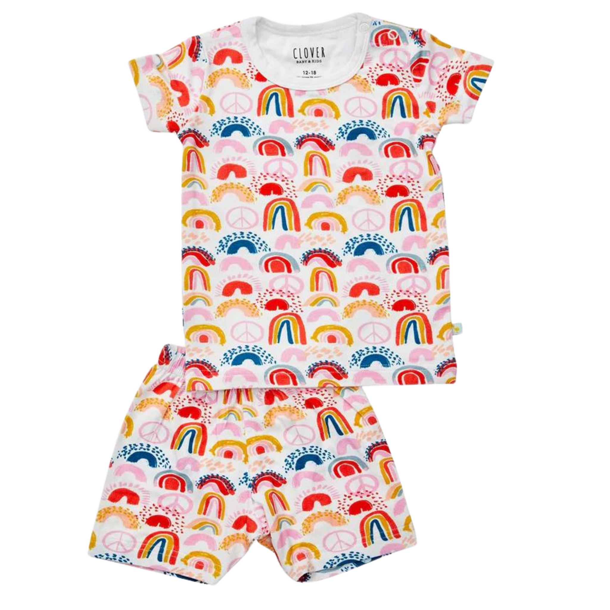 Shorts Pajama Set - Rainbows Pink - HoneyBug 