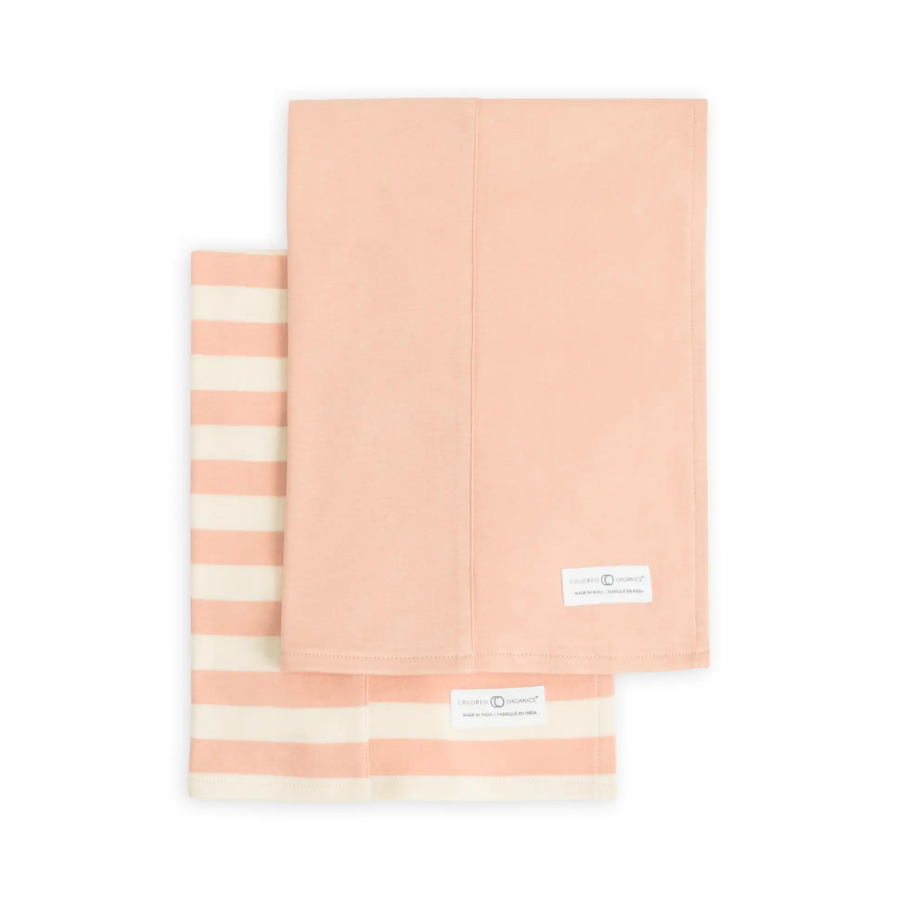 Burp Cloth (2-pack) - Ely Stripe + Blush - HoneyBug 