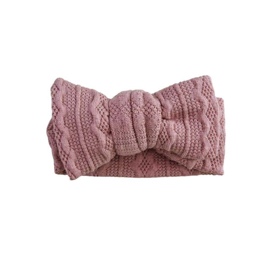 Luna + Luca Knit Bow Headband - Pink - HoneyBug 
