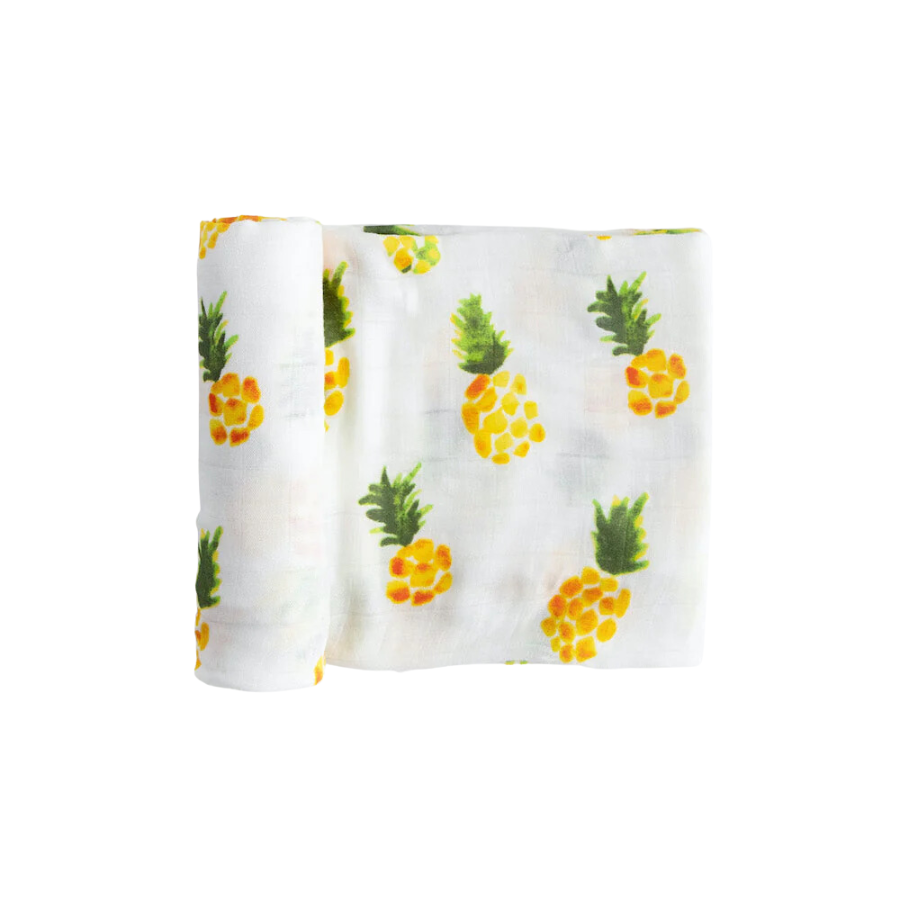 Cotton Muslin Swaddle Blanket - Pineapple - HoneyBug 