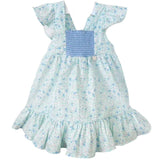 Blue Floral Smocked Dress - HoneyBug 
