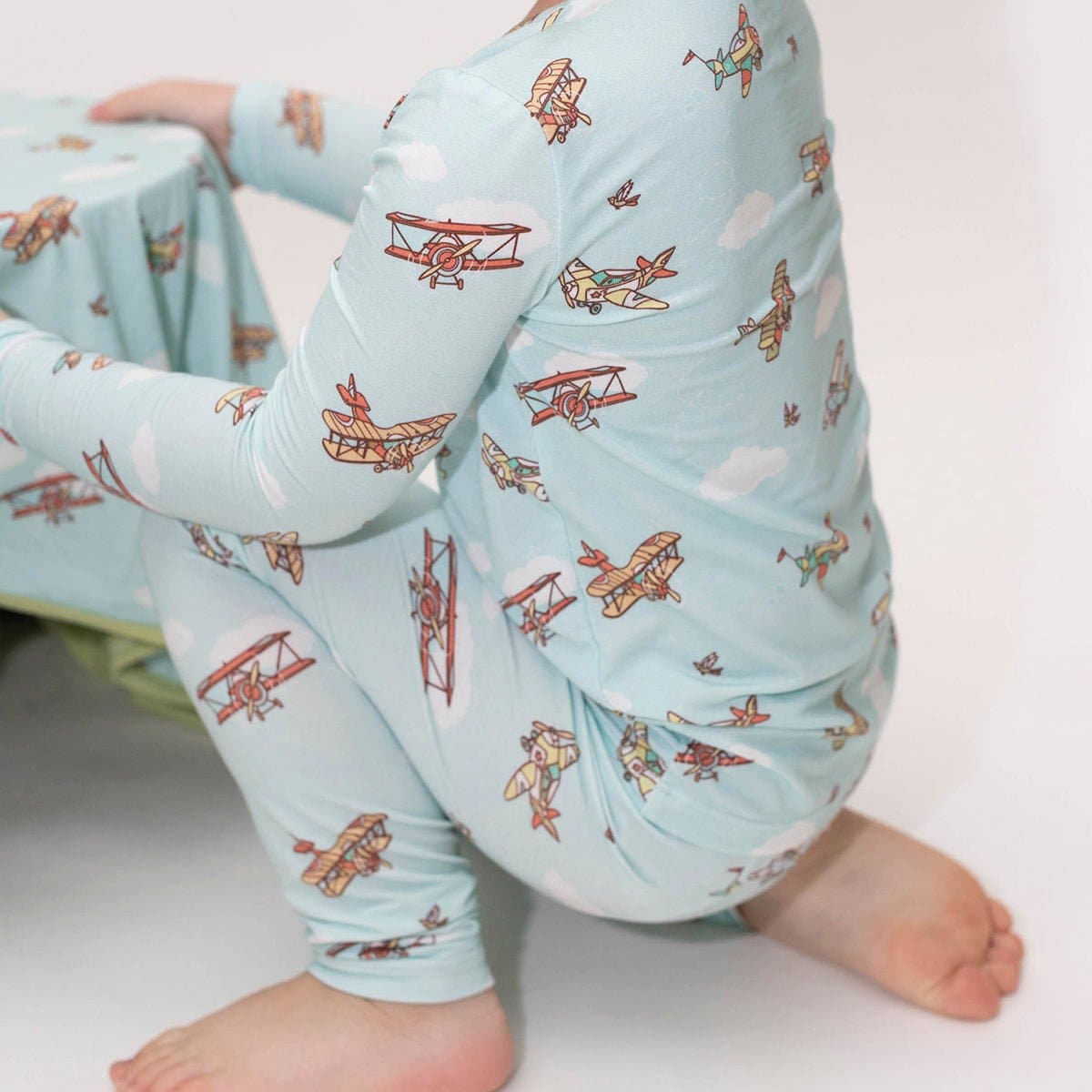 Vintage Airplanes Bamboo Kids Pajamas - HoneyBug 