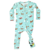 Vintage Airplanes Bamboo Convertible Footie - HoneyBug 