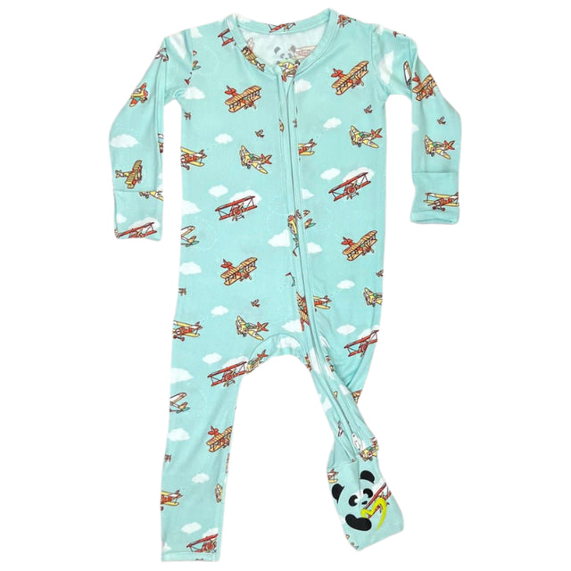 Vintage Airplanes Bamboo Convertible Footie - HoneyBug 