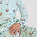 Vintage Airplanes Bamboo Convertible Footie - HoneyBug 