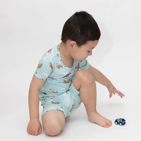 Vintage Airplanes Bamboo Kids Pajama Short Set - HoneyBug 