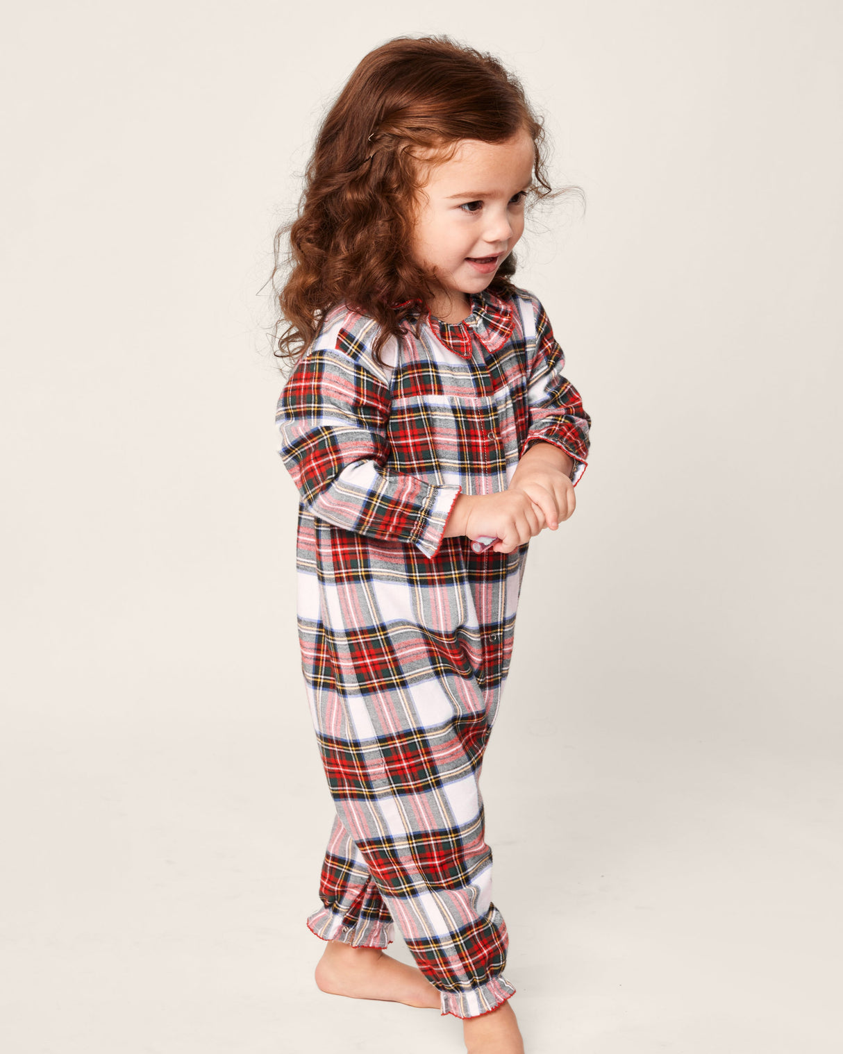 Baby's Brushed Twill Madeline Romper in Balmoral Tartan - HoneyBug 