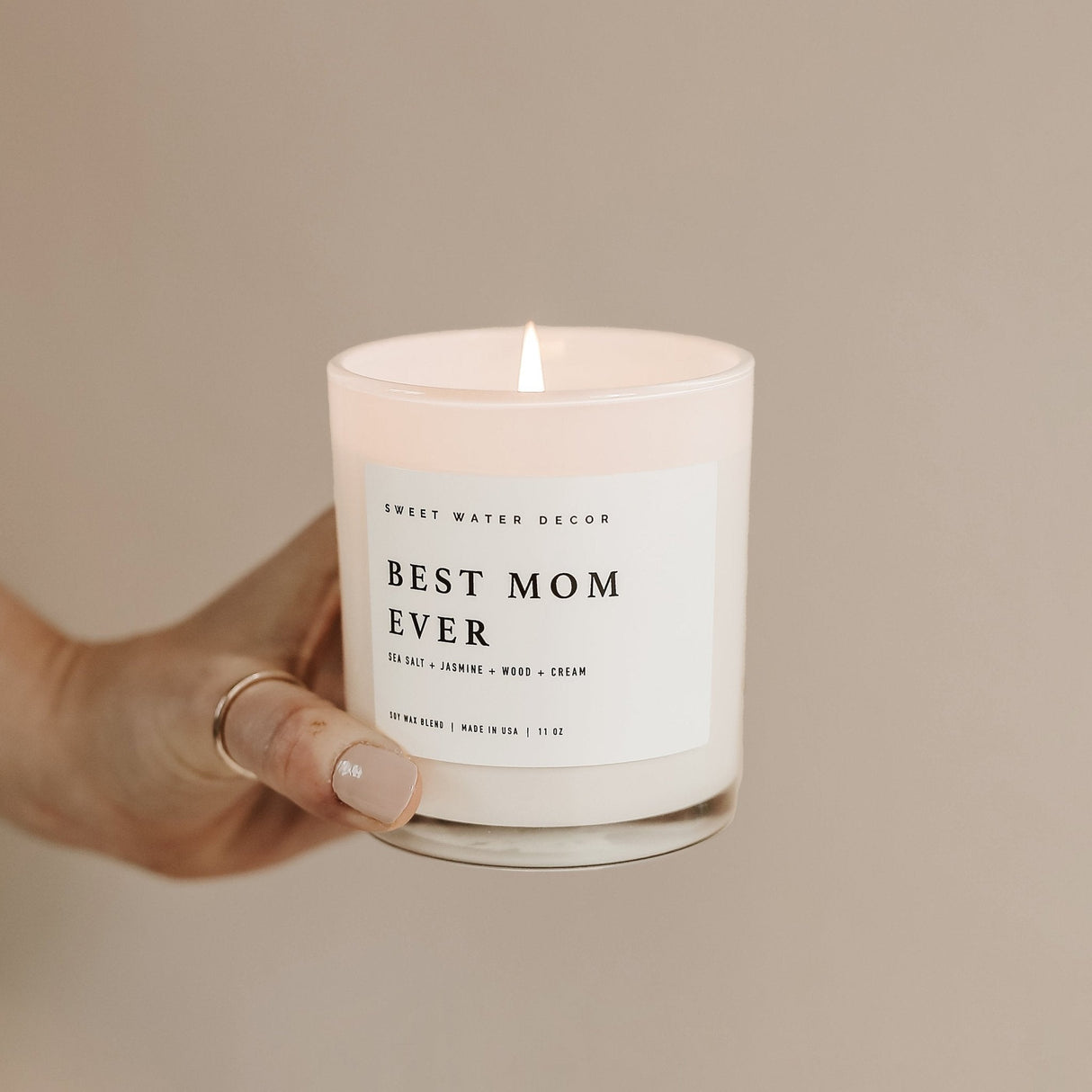 Best Mom Ever! Soy Candle - White Jar - 11 oz (Spa Day) - HoneyBug 