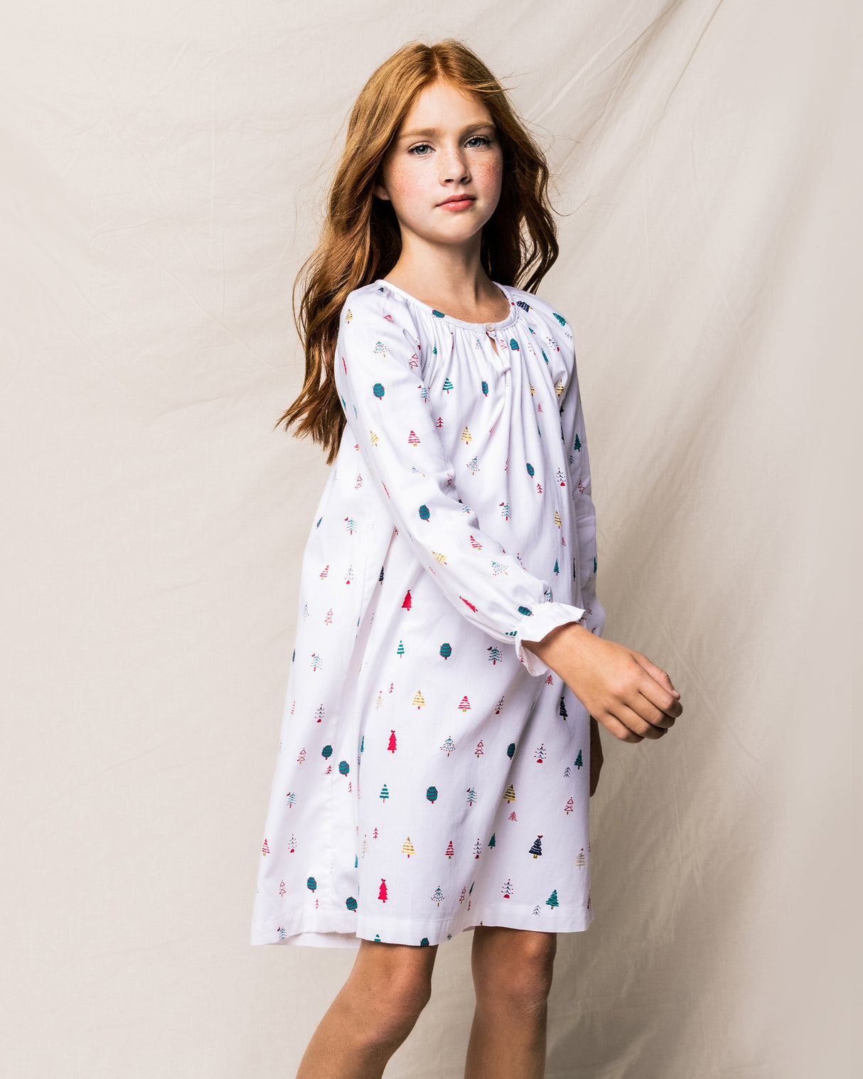 Girl's Twill Delphine Nightgown in Merry Trees - HoneyBug 