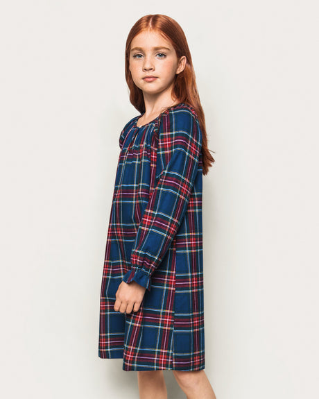 Girl's Brushed Twill Delphine Nightgown in Windsor Tartan - HoneyBug 