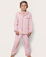 Kid's Twill Pajama Set in Antique Red Ticking - HoneyBug 