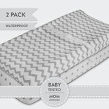 Waterproof Changing Pad Cover | Cradle Sheet Set - Grey Chevron & Polka Dot - HoneyBug 